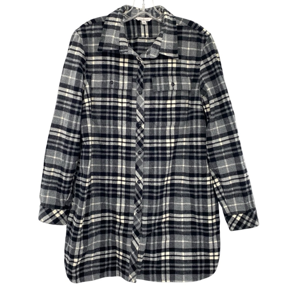 L.L. Bean Women's Signature Chamois Plaid Flannel Tunic Button Down
